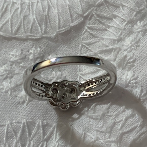 Antique Style Genuine Natural Diamond Floral Cluster Ring Sterling Silver Size 7 - Picture 7 of 12